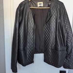 Old Navy Black Quilted Leather Jacket